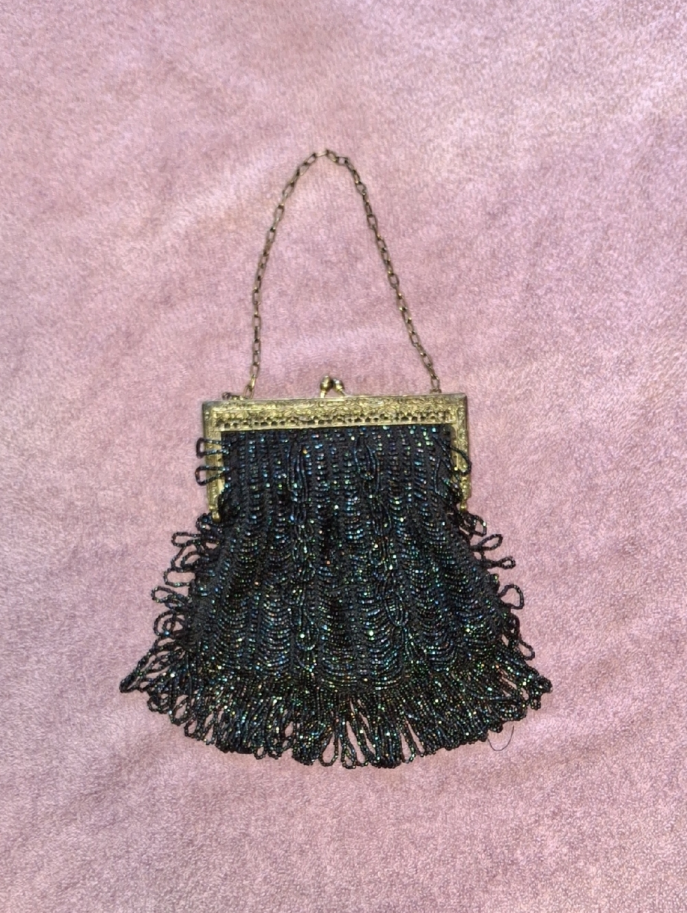 Vintage Blue Beaded Purse, Early 1900s, Fancy, Flapper
